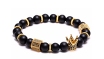 Royal Gold Crown Matte Stone Bracelet - Tasseti