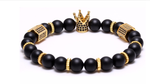 Royal Gold Crown Matte Stone Bracelet - Tasseti