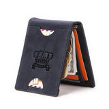 RFID Navy Blue Leather Thin Money Clip - Tasseti