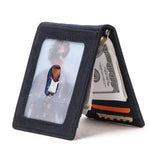 RFID Navy Blue Leather Thin Money Clip - Tasseti