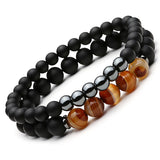 Matte Tiger Eye Bracelets Set - Tasseti